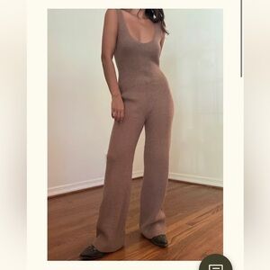 Elegant Tan Knit Jumpsuit